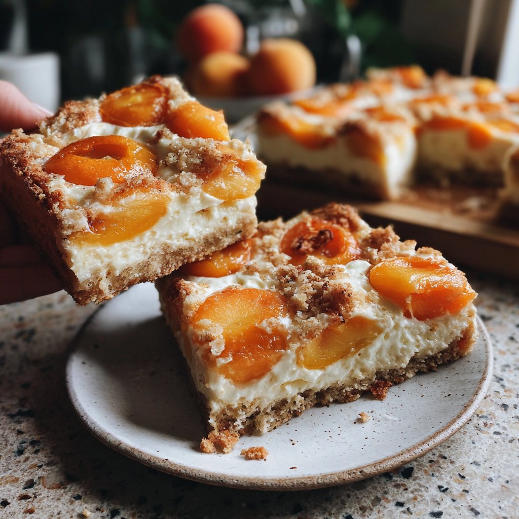 Blechkuchen mit Vanillecreme und Aprikosen