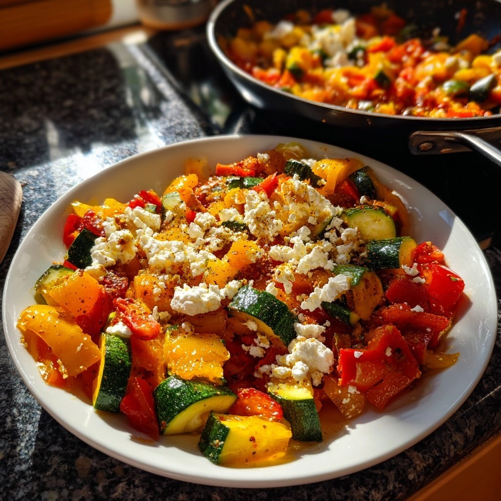 Gesund & Leicht Mediterrane Gemüsepfanne mit Feta