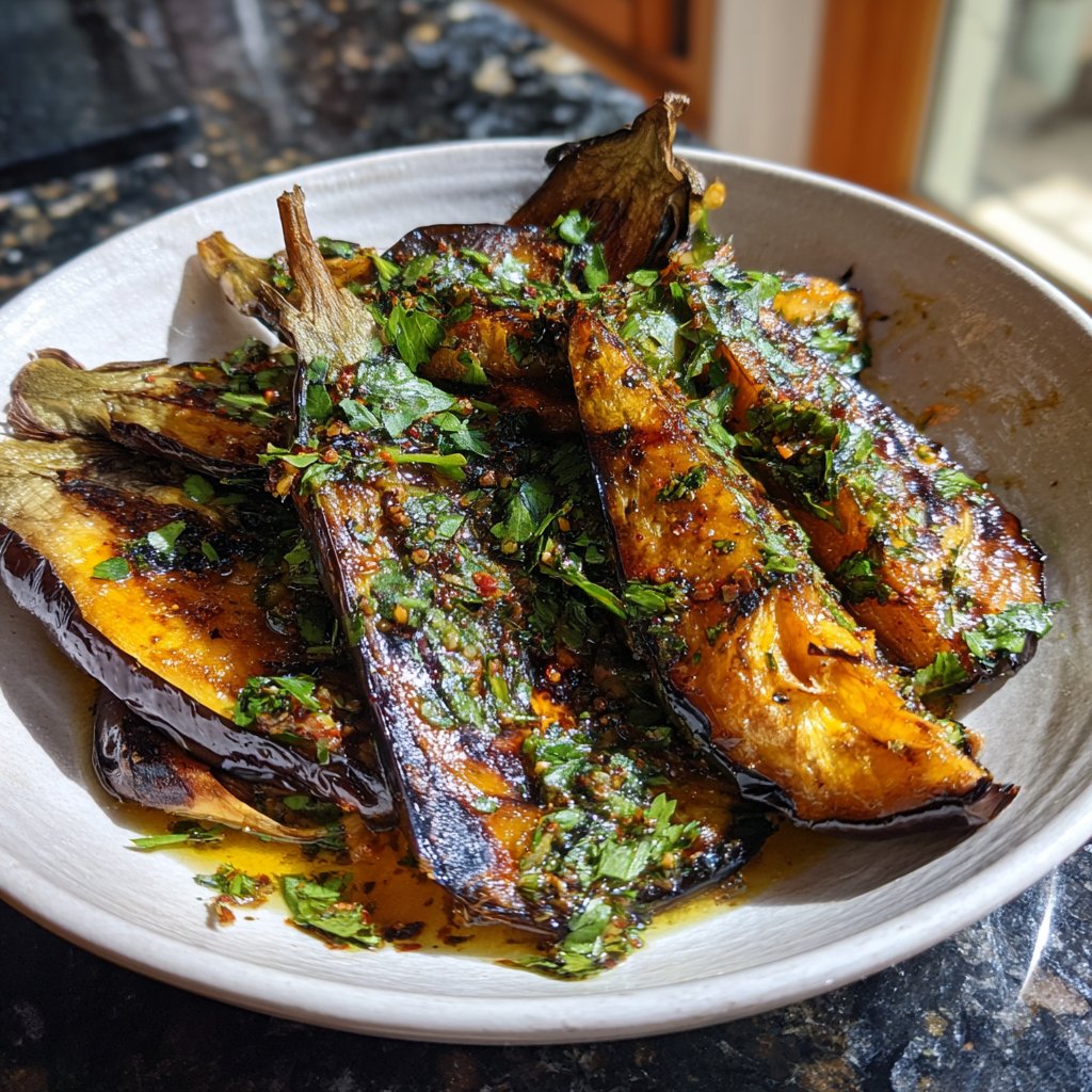 Ofengeröstete Auberginen mit mediterranen Kräutern